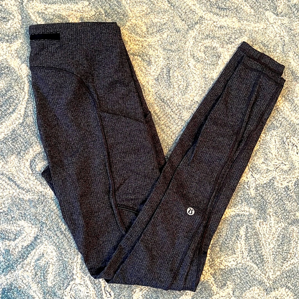 Lululemon run leggings size 4 herringbone grey texture EUC